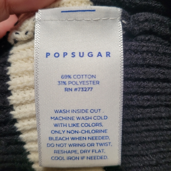 🥀 POPSUGAR Boatneck Dolman Stripe Sweater / XXL / Black & Cream - Picture 5 of 5